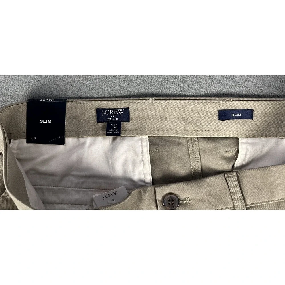 J Crew Pants Mens 34x32 Beige Slim TruTemp 365 Twill Chino Minimalist New